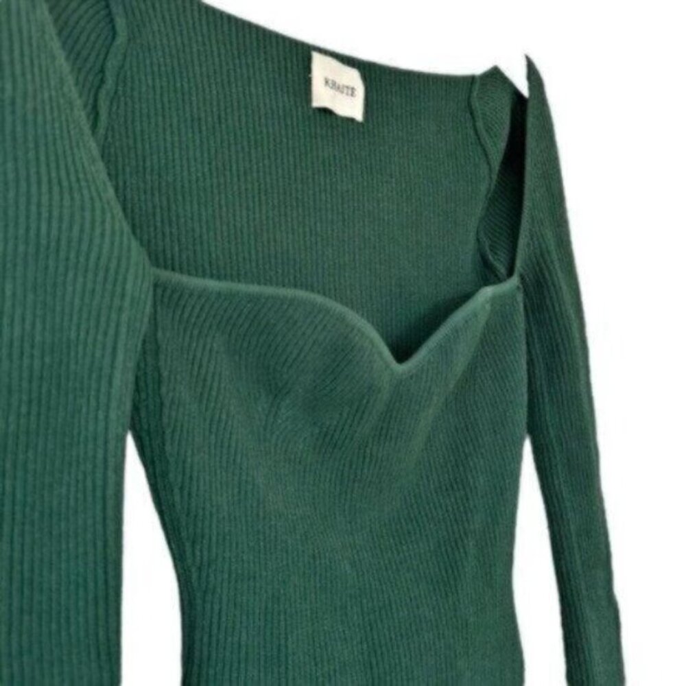 KHAITE Maddy Emerald Green Ribbed Knit Bustier Sweetheart Neckline Top Size M - Picture 8 of 13